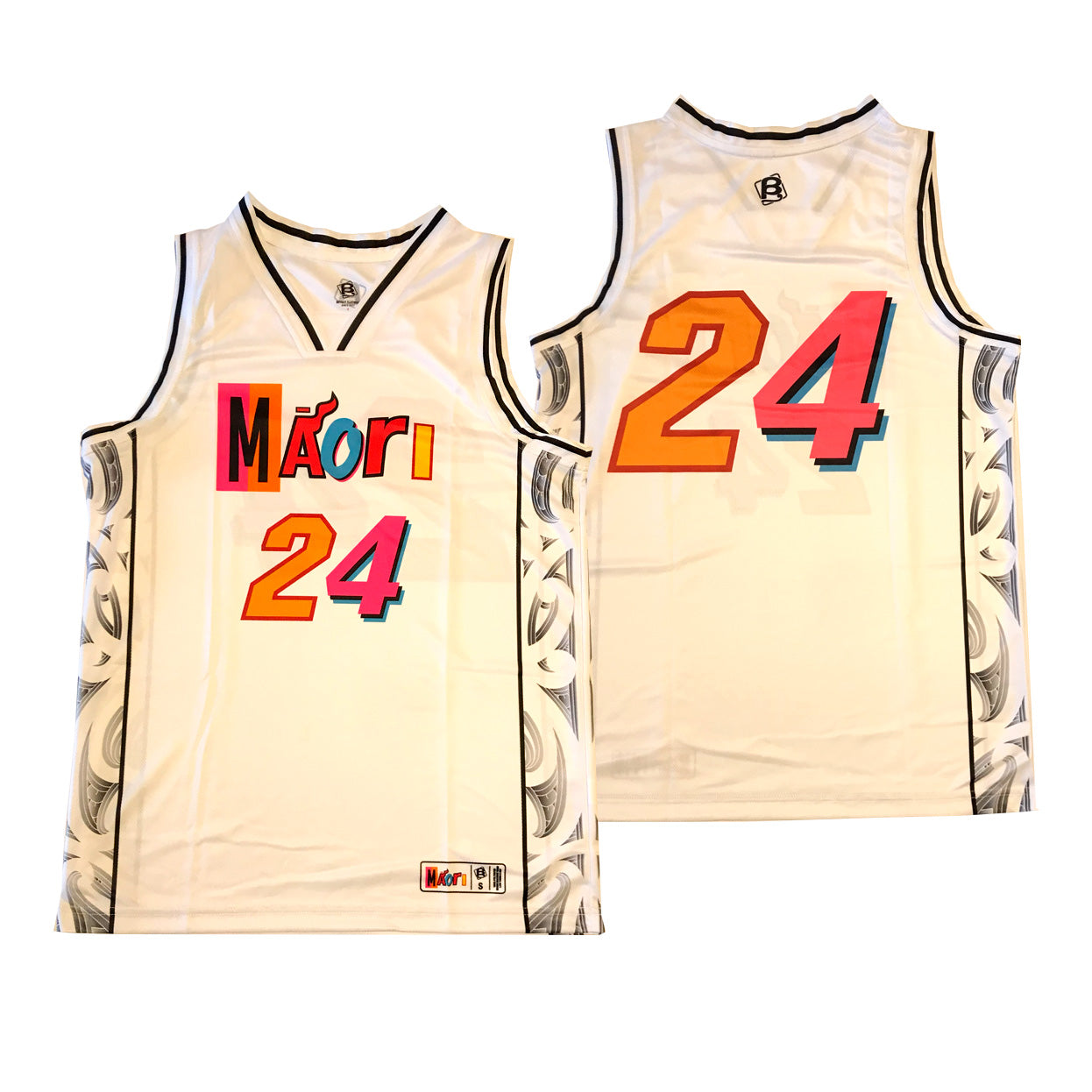 Māori Heat 2024 Basketball Singlet (White) On Sale - Last Size Medium
