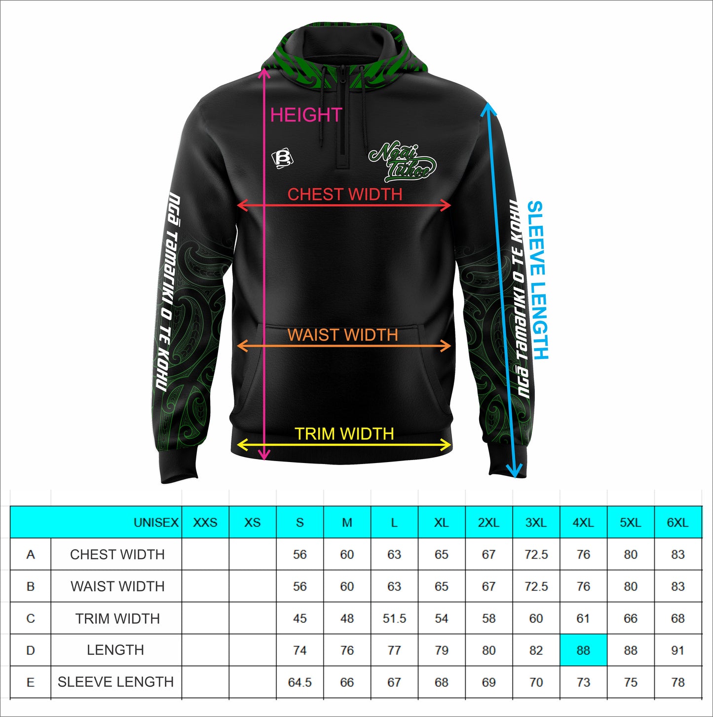 Ngāi Tūhoe Sublimated Hoodie Free Postage Australia and New Zealand