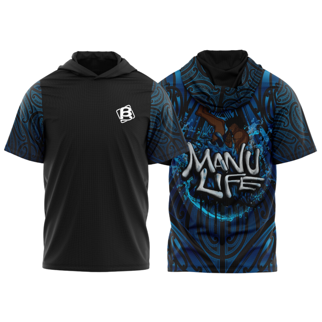 Manu Life Hooded T Shirt Last Sizes Clearance!!